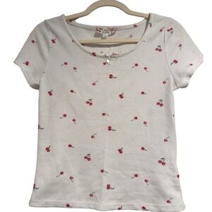 Pink Republic Cherry‎ Print Waffle Knit Short Sleeve